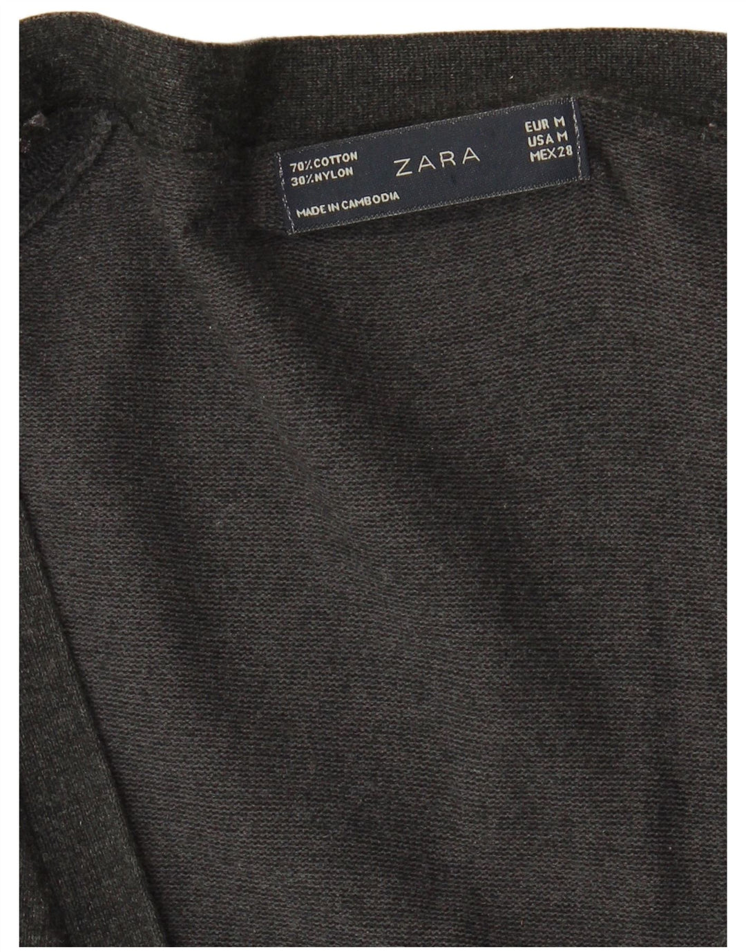 Zara Womens Longline Cardigan Sweater UK 12 Medium Grey Cotton