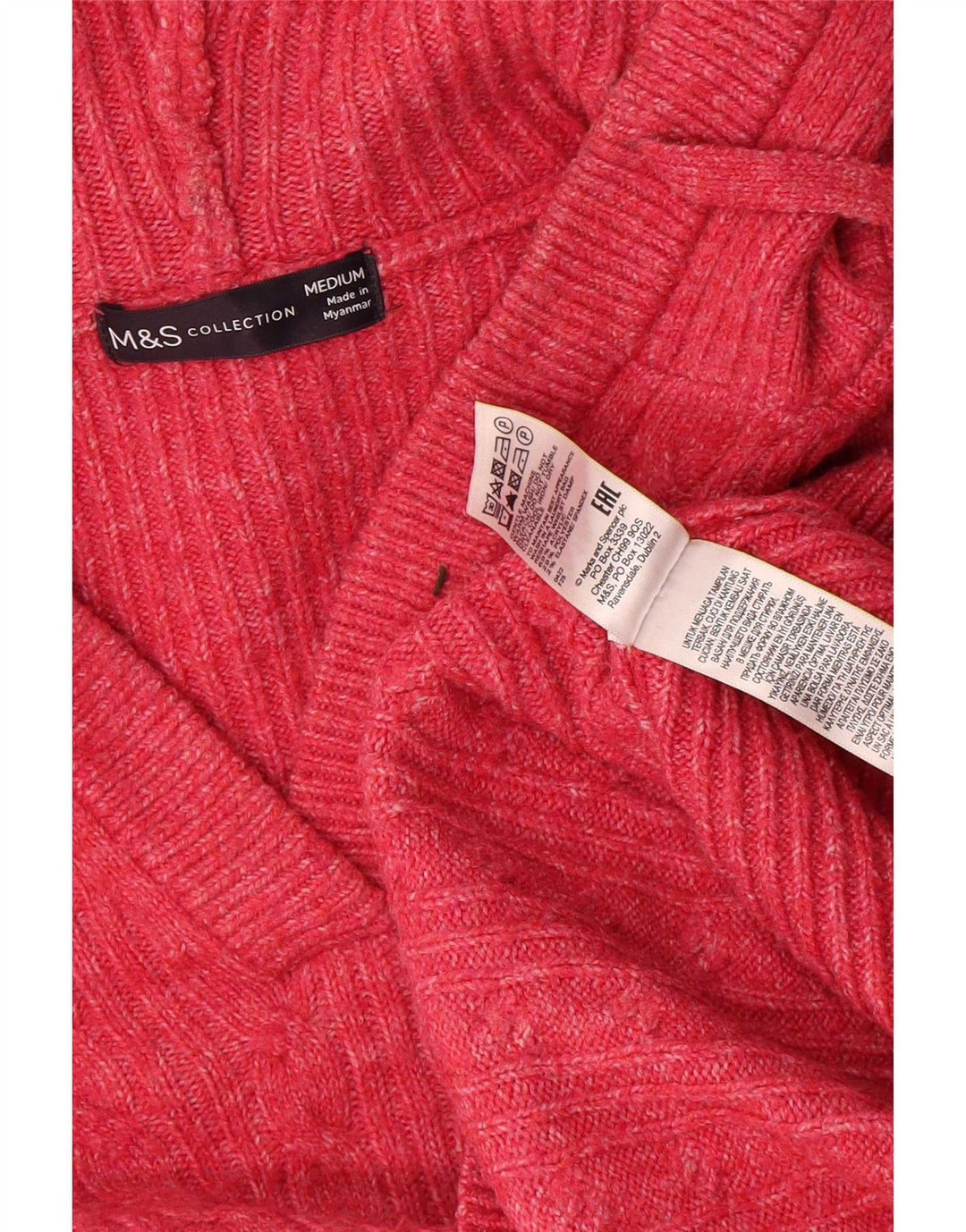 Marks & Spencer Womens Hooded Oversized Jumper Sweater UK 14 Medium Red