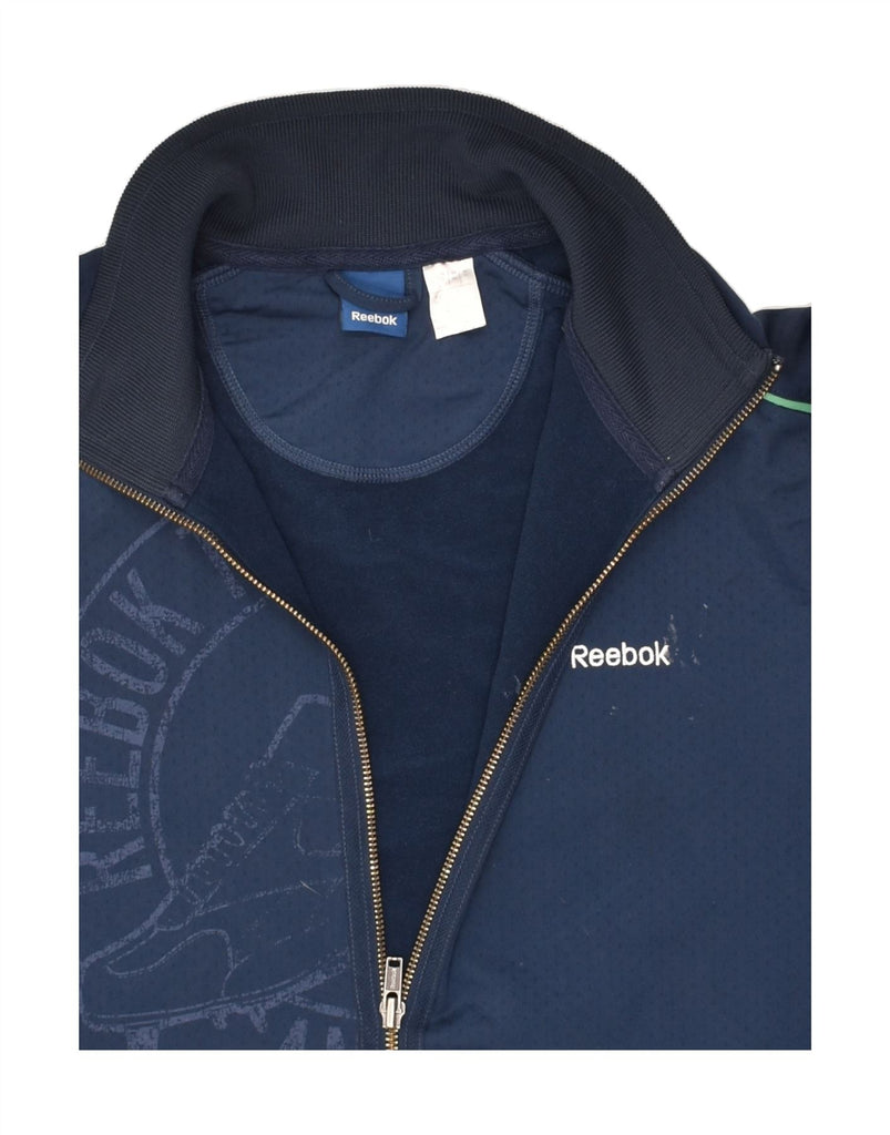 REEBOK Mens Tracksuit Top Jacket Medium Navy Blue Polyester | Vintage Reebok | Thrift | Second-Hand Reebok | Used Clothing | Messina Hembry 