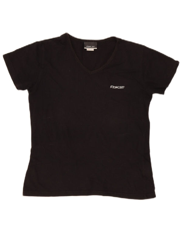 Reebok Womens T-Shirt Top UK 12 Medium Black Cotton
