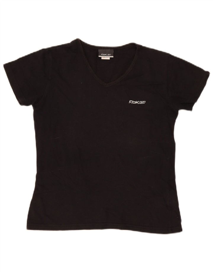 Reebok Womens T-Shirt Top UK 12 Medium Black Cotton