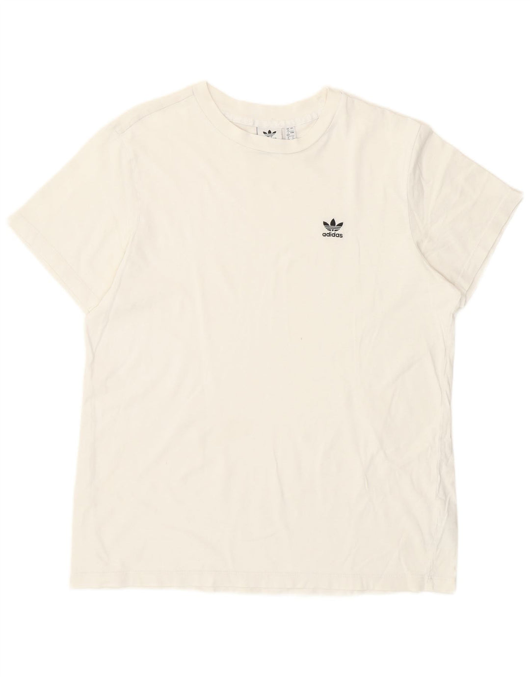 Adidas Womens T-Shirt Top UK 12 Medium White Cotton