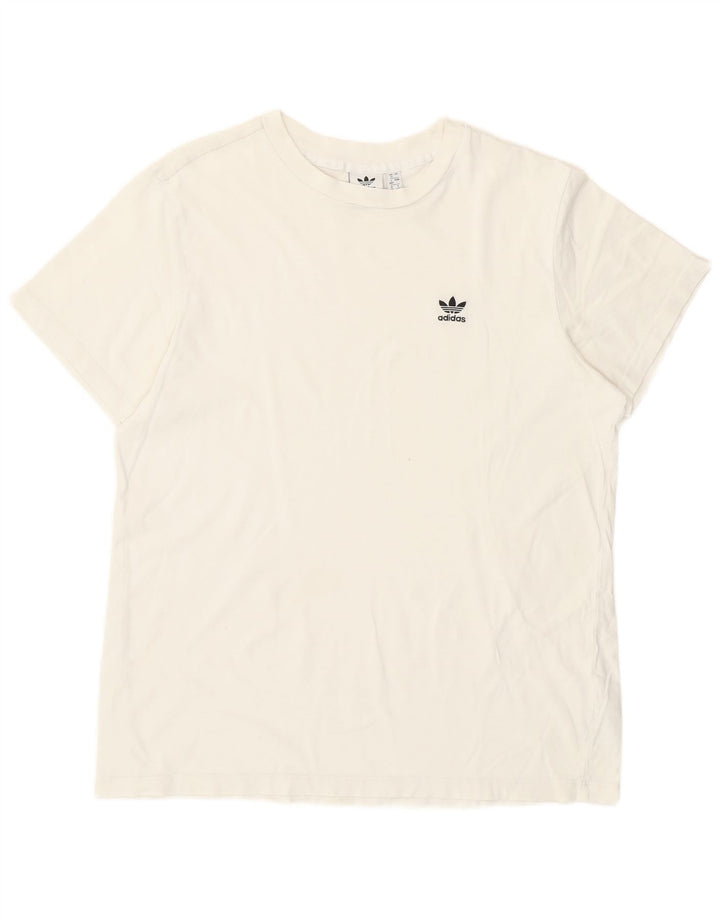 Adidas Womens T-Shirt Top UK 12 Medium White Cotton