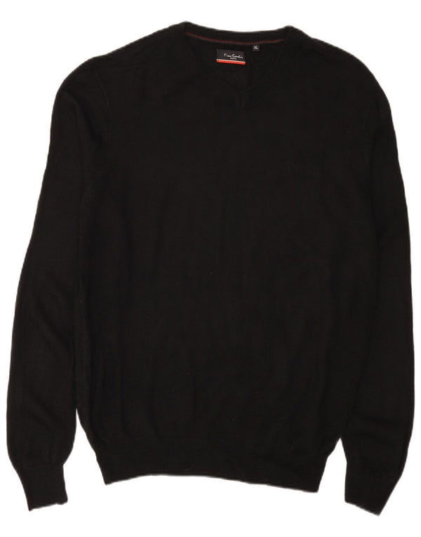 Pierre Cardin Mens V-Neck Jumper Sweater XL Black Acrylic