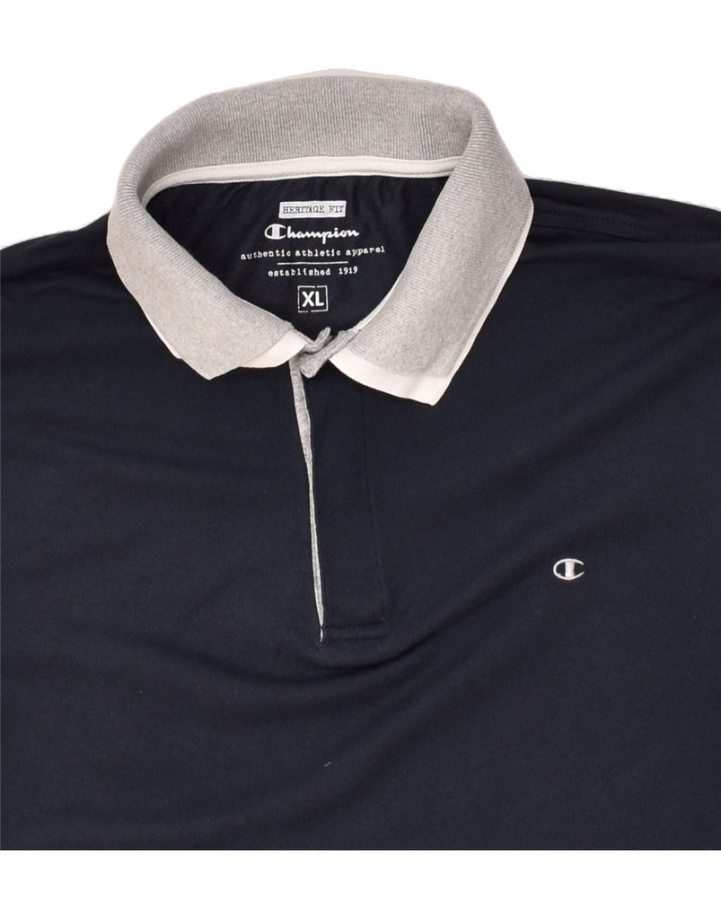 CHAMPION Mens Heritage Fit Polo Shirt XL Navy Blue Cotton | Vintage Champion | Thrift | Second-Hand Champion | Used Clothing | Messina Hembry 