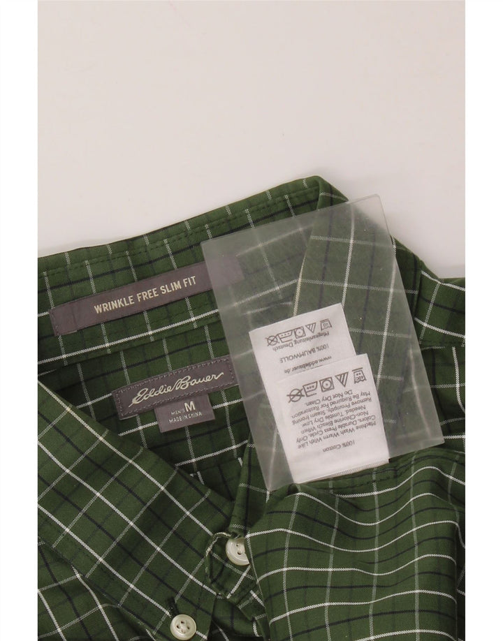 Eddie Bauer Mens Slim Fit Shirt Medium Green Check Cotton