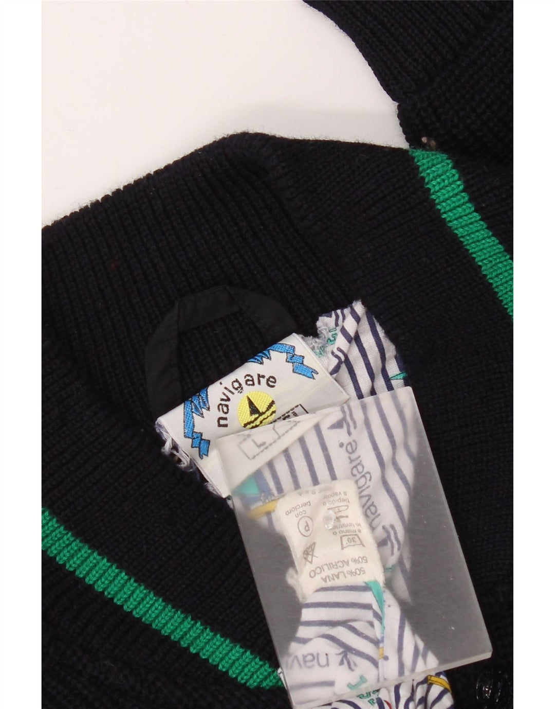 Navigare Mens Cardigan Sweater Large Navy Blue Wool
