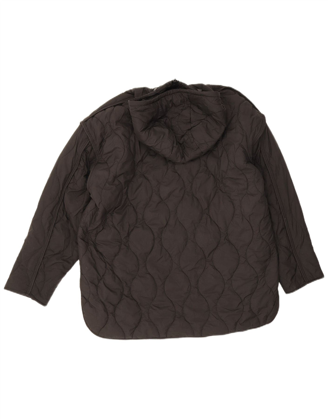 Zara Womens Oversized Hooded Quilted Jacket UK 6 XS Black Polyester