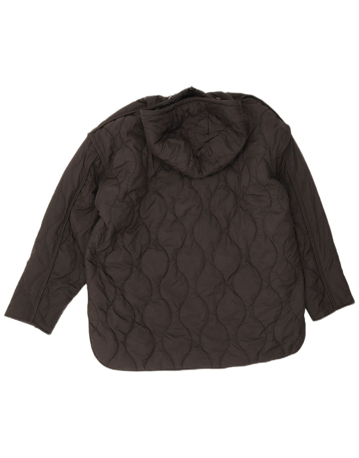 Zara Womens Oversized Hooded Quilted Jacket UK 6 XS Black Polyester