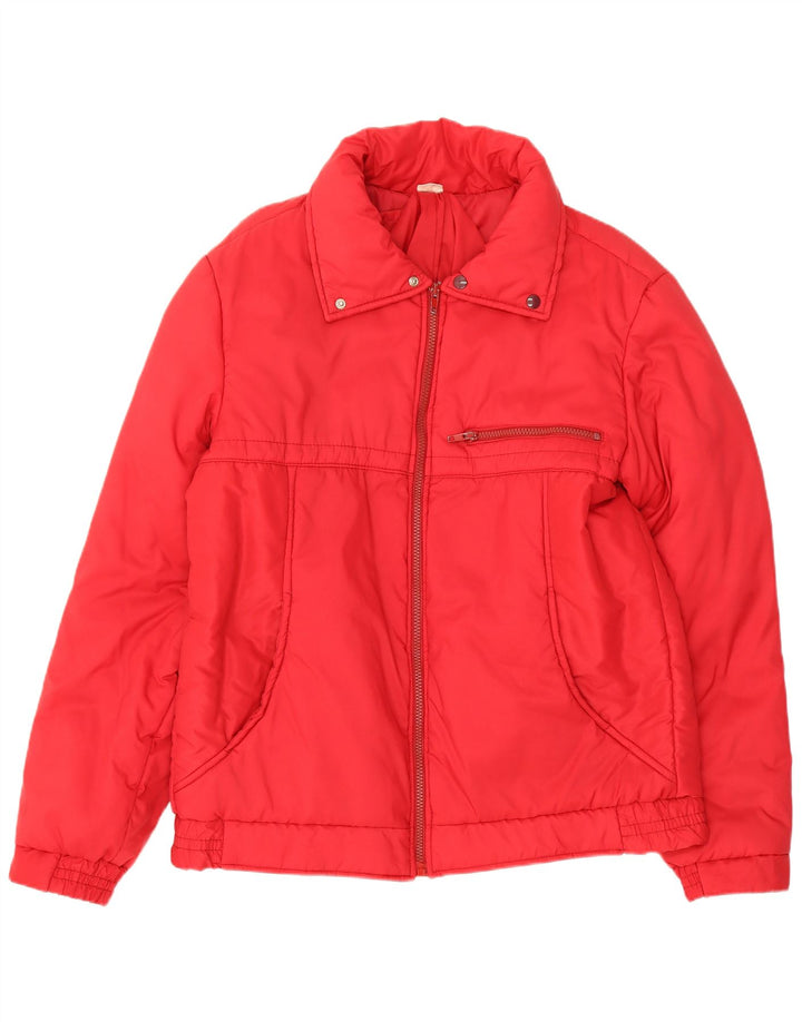 Vintage Womens Padded Jacket IT 50 XL Red Polyester
