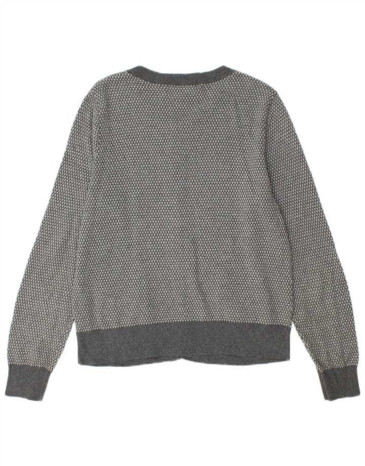 EDDIE BAUER Womens Cardigan Sweater UK 14 Large Grey Cotton