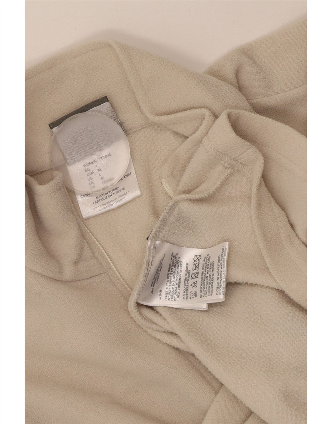 JACK WOLFSKIN Womens Zip Neck Fleece Jumper UK 16 Large Beige Polyester
