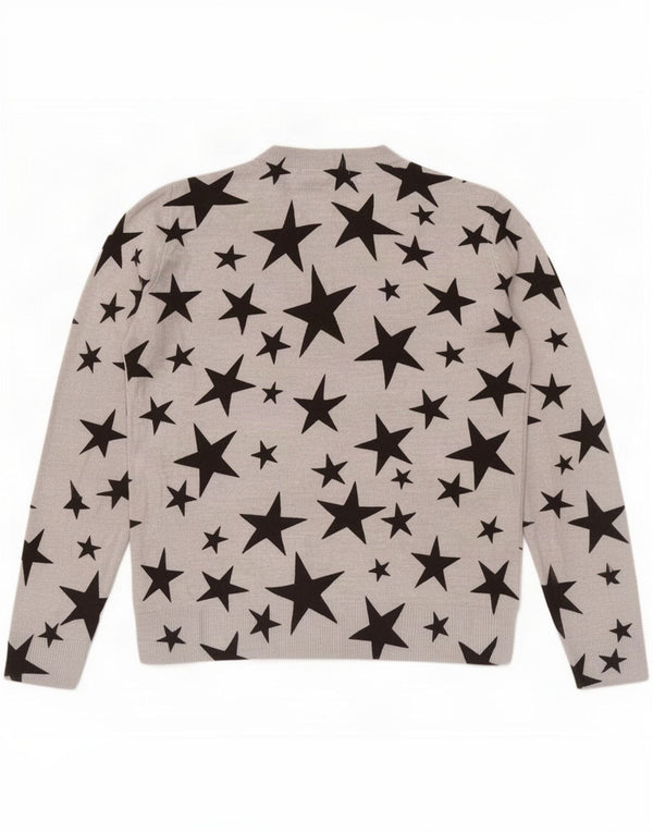 Marks & Spencer Womens Graphic Crew Neck Jumper Sweater UK 12 Medium Grey