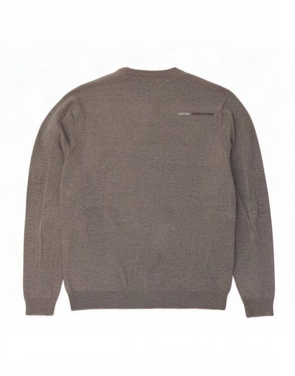 Jack & Jones Mens Button Neck Jumper Sweater XL Grey