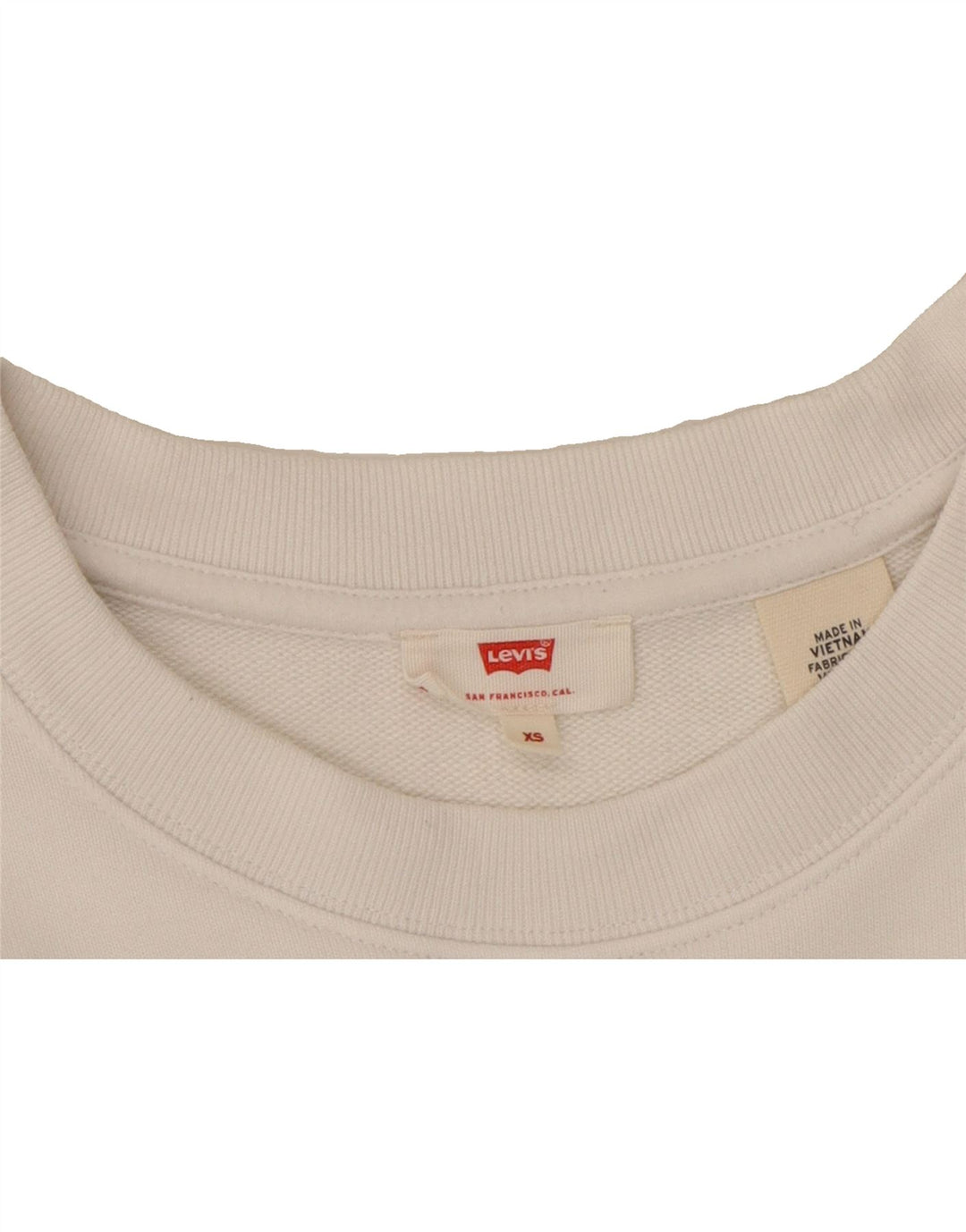 LEVI'S Womens Oversized Graphic Crop Sweatshirt Jumper UK 6 XS White Vintage Levi's and Second-Hand Levi's from Messina Hembry 