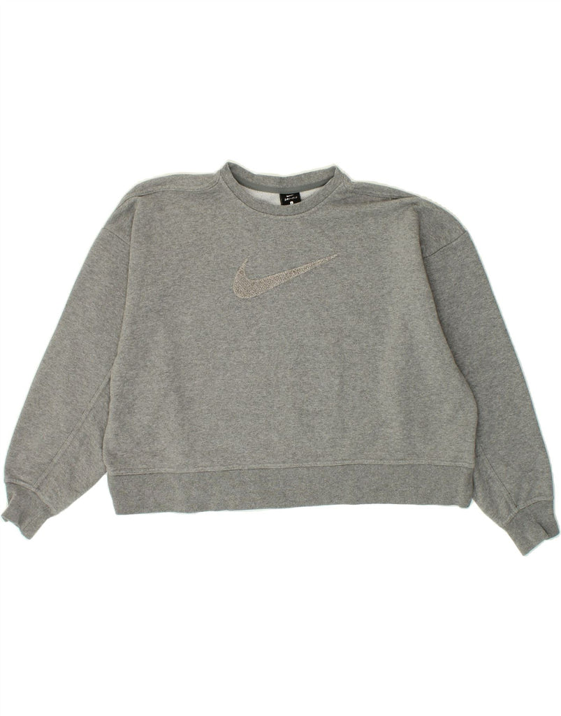 NIKE Womens Dri Fit Oversized Graphic Sweatshirt Jumper UK 16 Large Grey Vintage Nike and Second-Hand Nike from Messina Hembry 