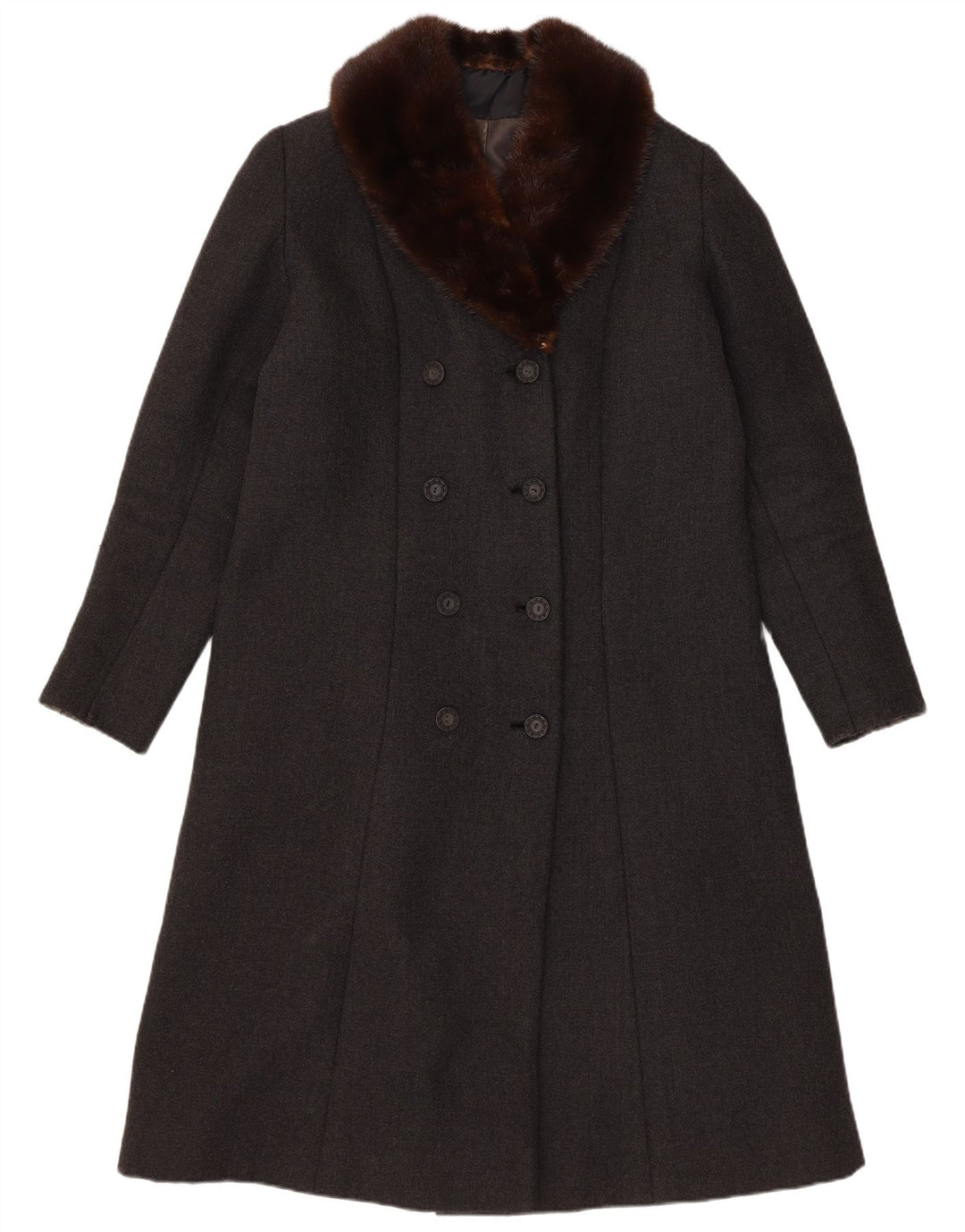 Vintage Womens Double Breasted Coat UK 12 Medium Black Colourblock