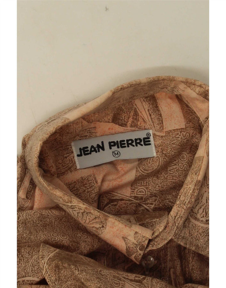 Jean Pierre Mens Short Sleeve Shirt Medium Brown Geometric