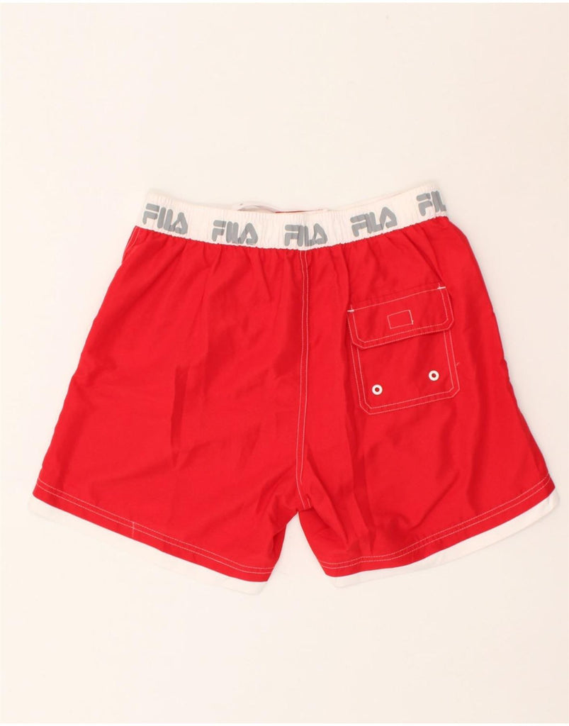 FILA Mens Graphic Swimming Shorts Small Red Polyester | Vintage Fila | Thrift | Second-Hand Fila | Used Clothing | Messina Hembry 