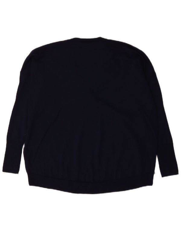 J. Crew Womens Oversized V-Neck Jumper Sweater UK 14 Medium Navy Blue
