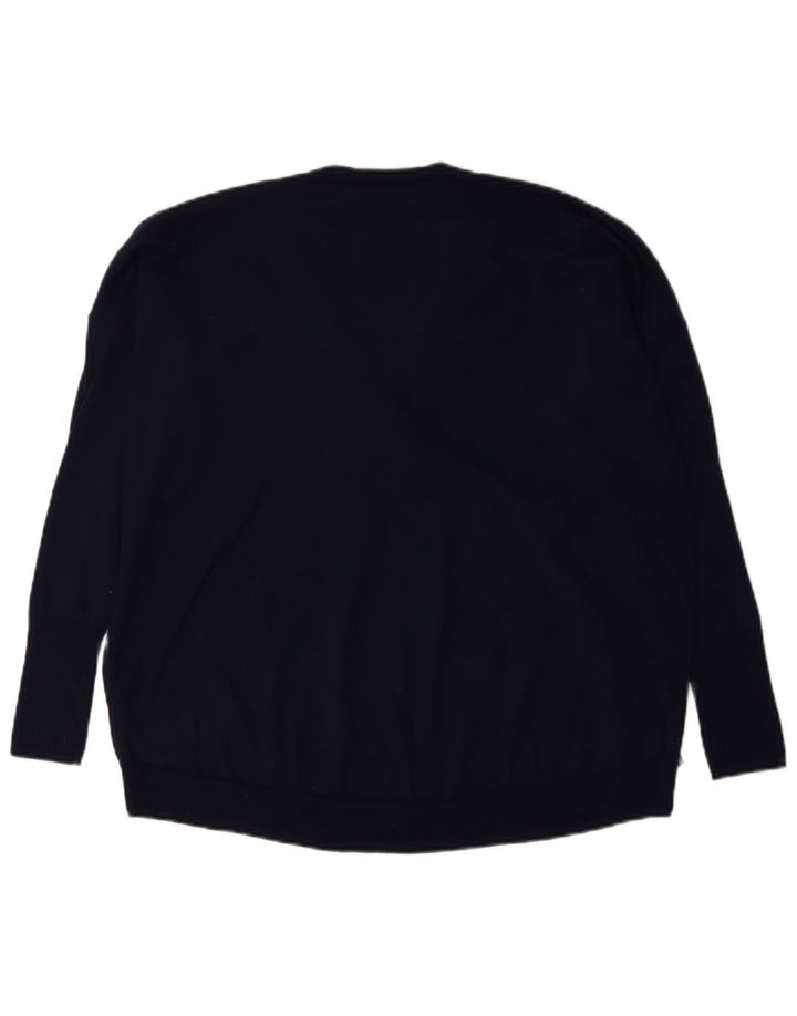 J. Crew Womens Oversized V-Neck Jumper Sweater UK 14 Medium Navy Blue