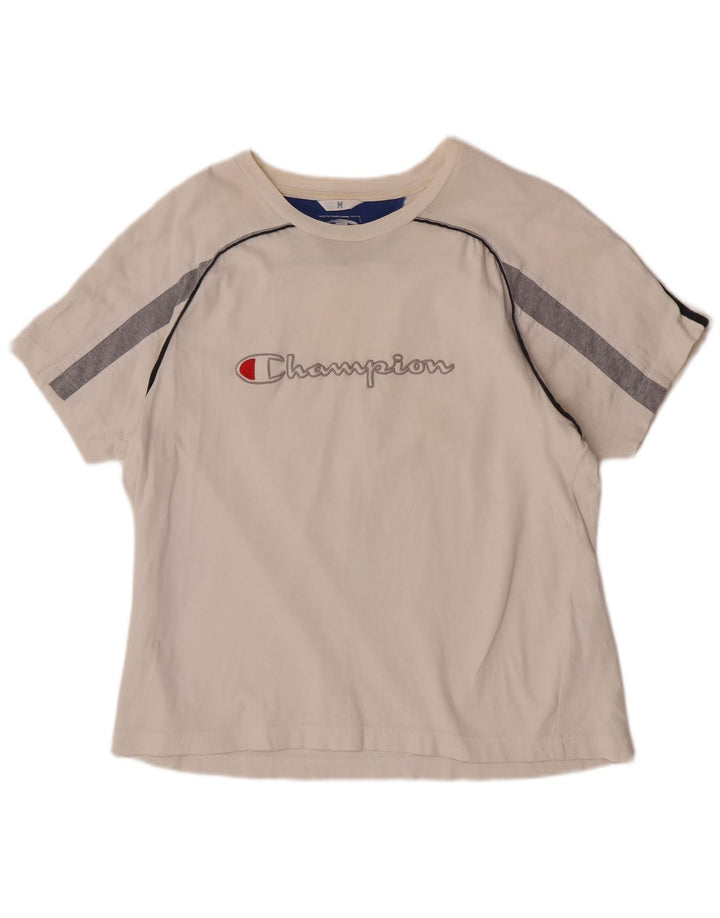 Champion Mens Short Sleeve Regular Graphic T-Shirt Top Medium White Cotton