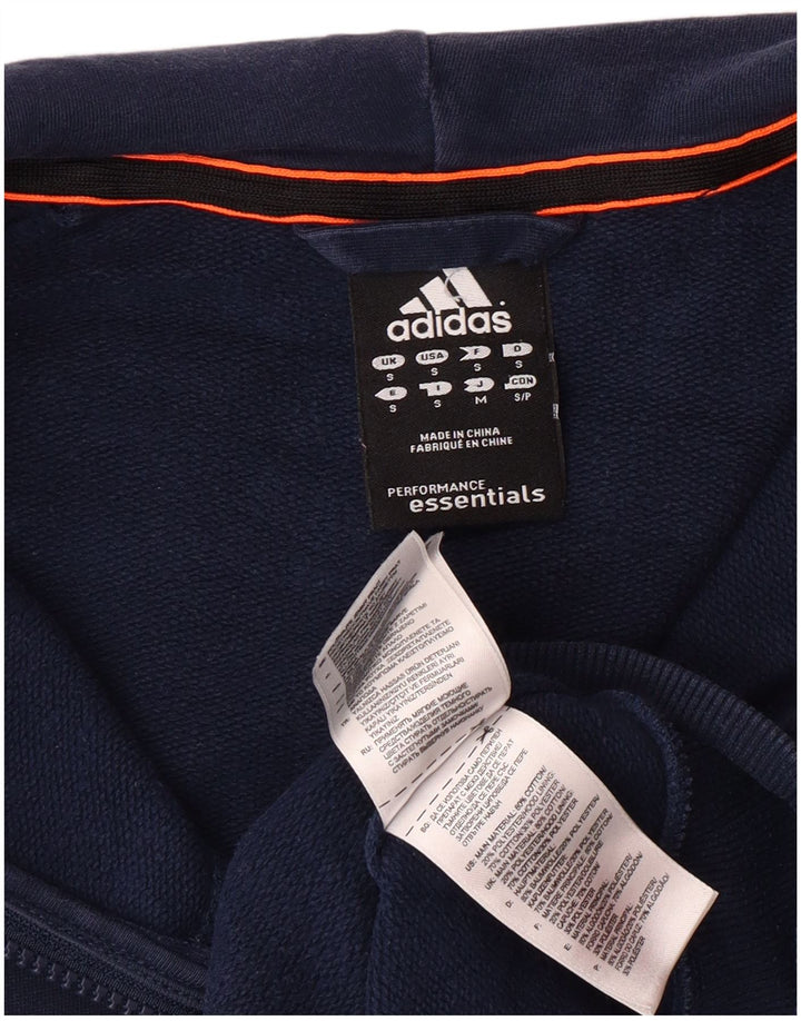 ADIDAS Mens Zip Hoodie Sweater Small Navy Blue Cotton