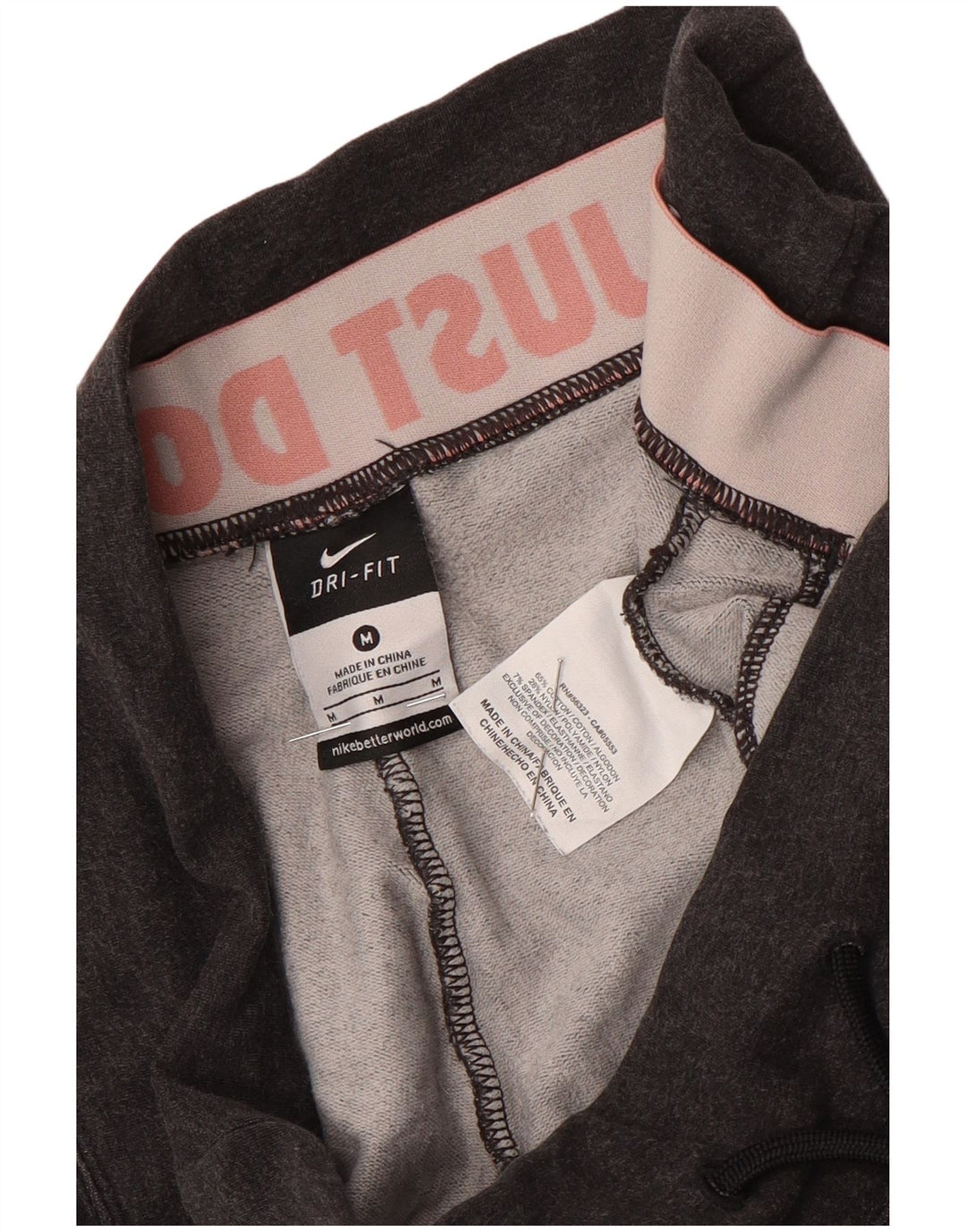 NIKE Womens Dri Fit Tracksuit Trousers UK 14 Medium Grey Cotton