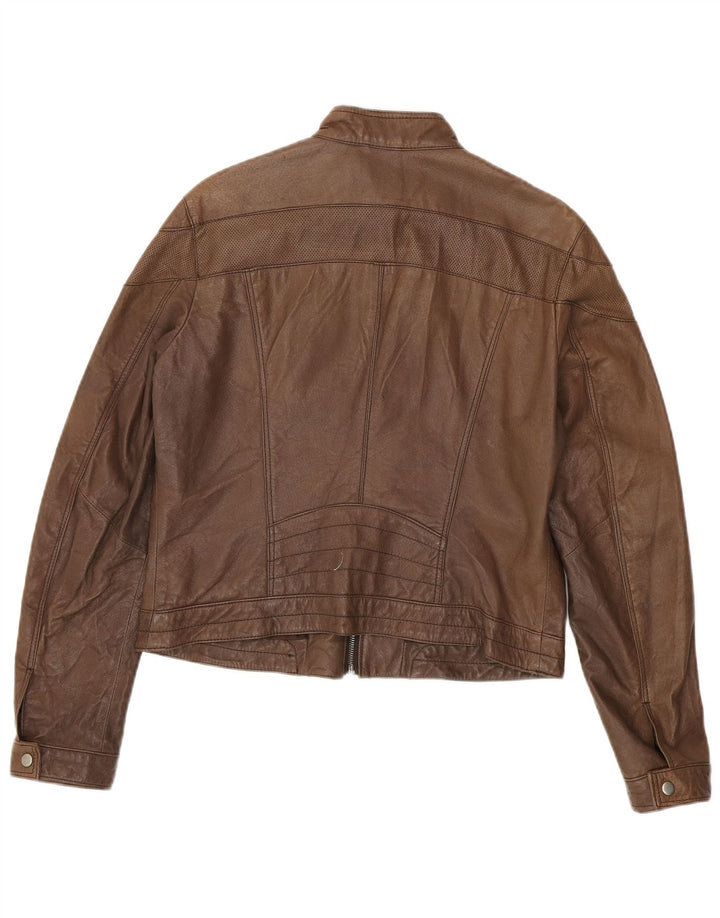 OVS Girls Leather Biker Jacket 13-14 Years Brown Leather