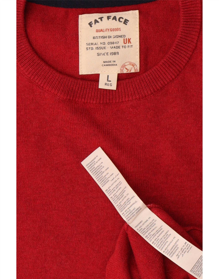 Fat Face Mens Crew Neck Jumper Sweater Large Red Cotton