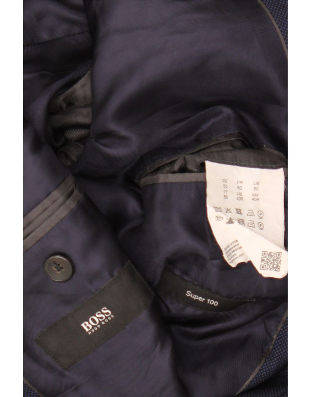 HUGO BOSS Mens 2 Button Blazer Jacket IT 50 Large Navy Blue