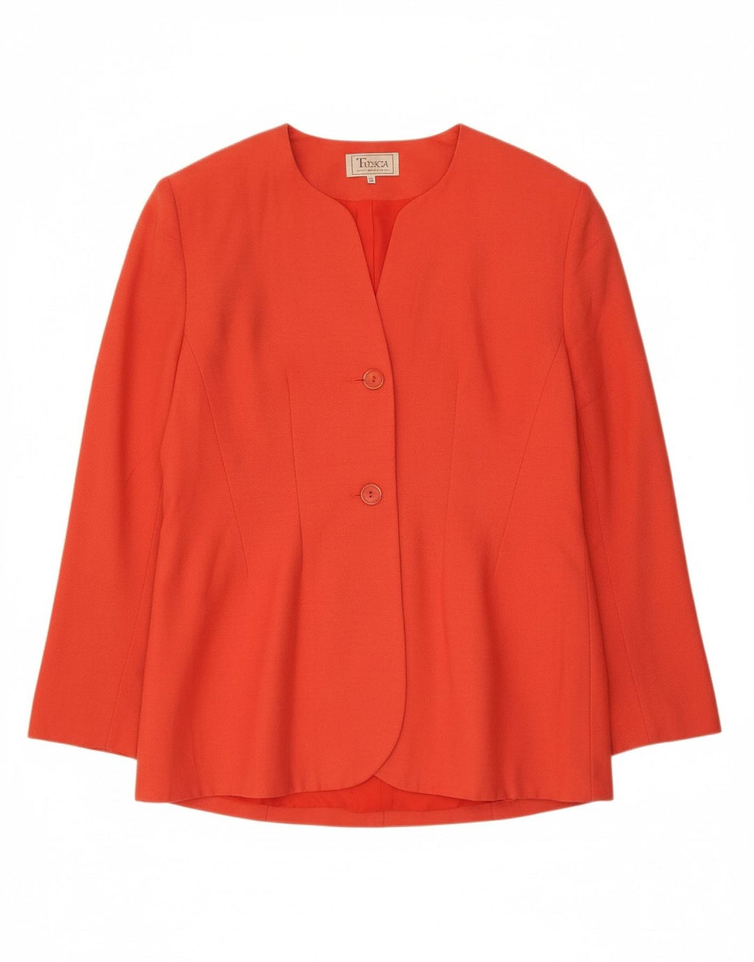 VINTAGE Womens 2 Button Blazer Jacket UK 12 Medium Red Rayon