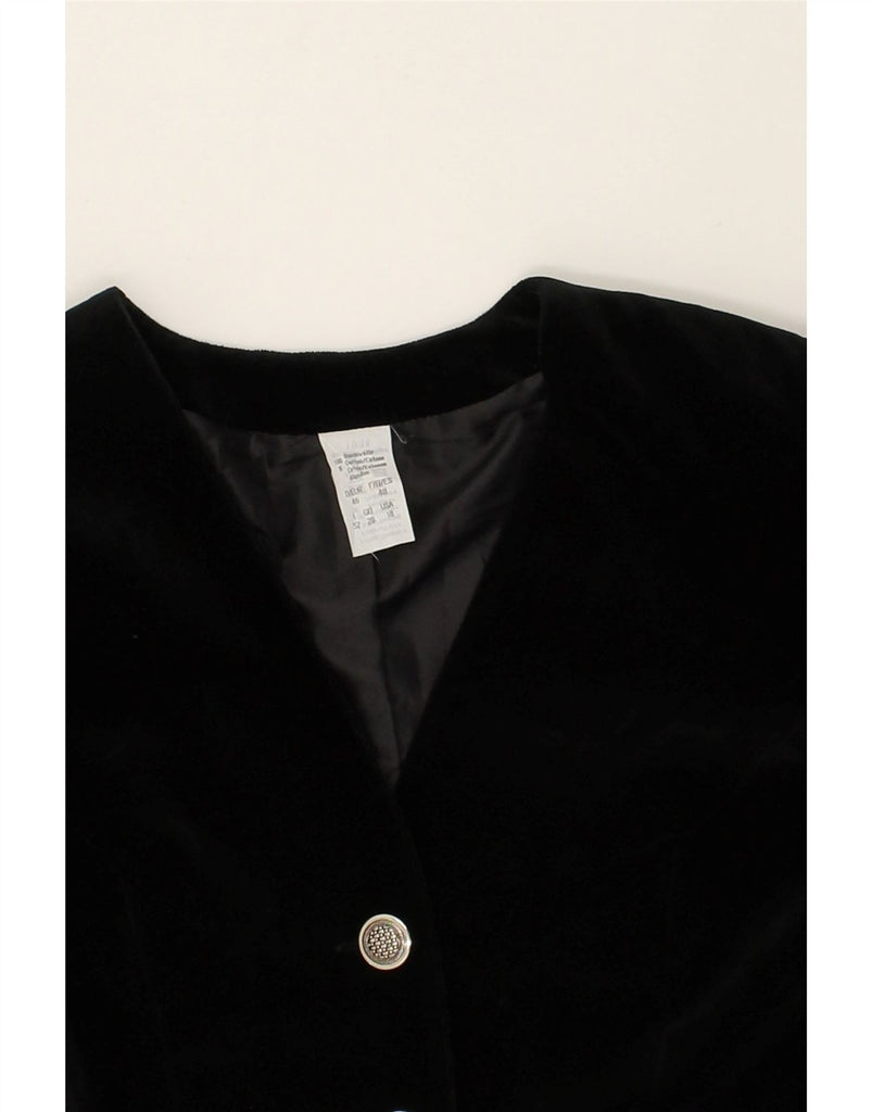 VINTAGE Womens 3 Button Blazer Jacket UK 20 2XL Black Cotton | Vintage Vintage | Thrift | Second-Hand Vintage | Used Clothing | Messina Hembry 