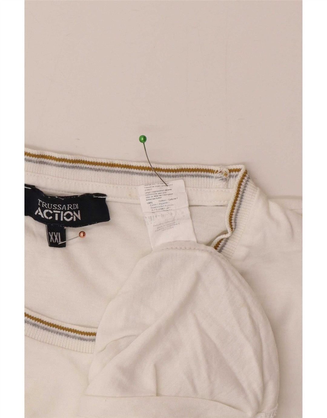Trussardi Mens Graphic T-Shirt Top 2XL White Cotton