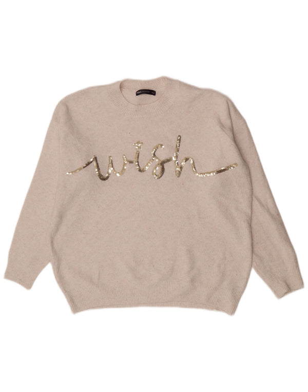 Marks & Spencer Womens Crew Neck Jumper Sweater UK 16 Large Off White