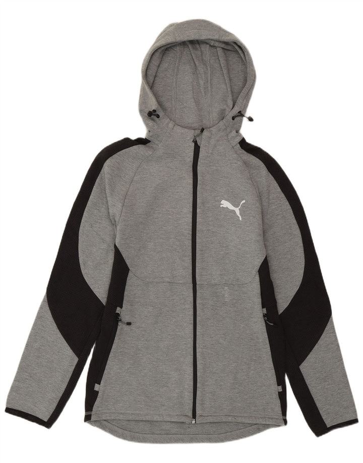 PUMA Mens Zip Hoodie Sweater Small Grey Colourblock Cotton