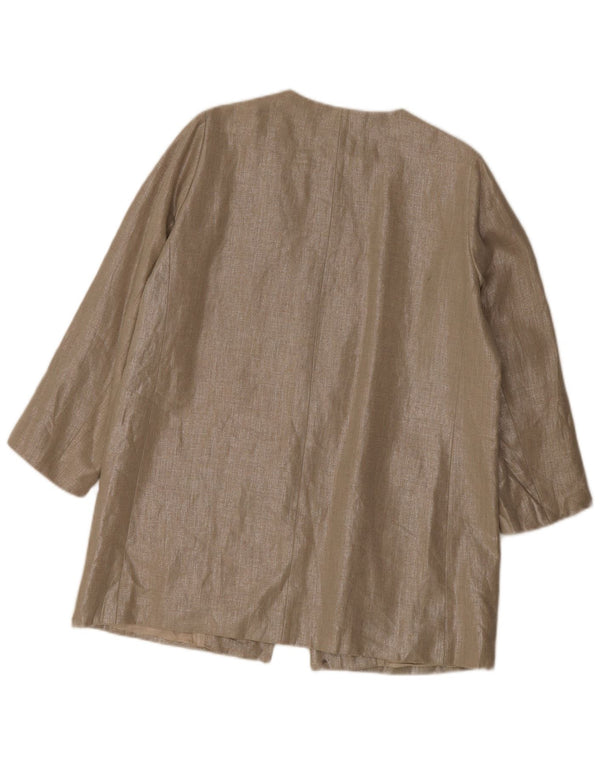 Zara Womens 3/4 Sleeve Blazer Jacket UK 14 XL Beige Linen