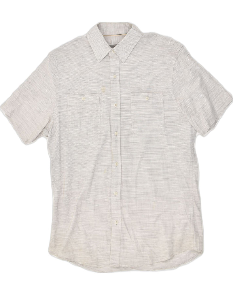 LEE Mens Premium Regular Fit Short Sleeve Shirt Medium Beige Striped | Vintage Lee | Thrift | Second-Hand Lee | Used Clothing | Messina Hembry 