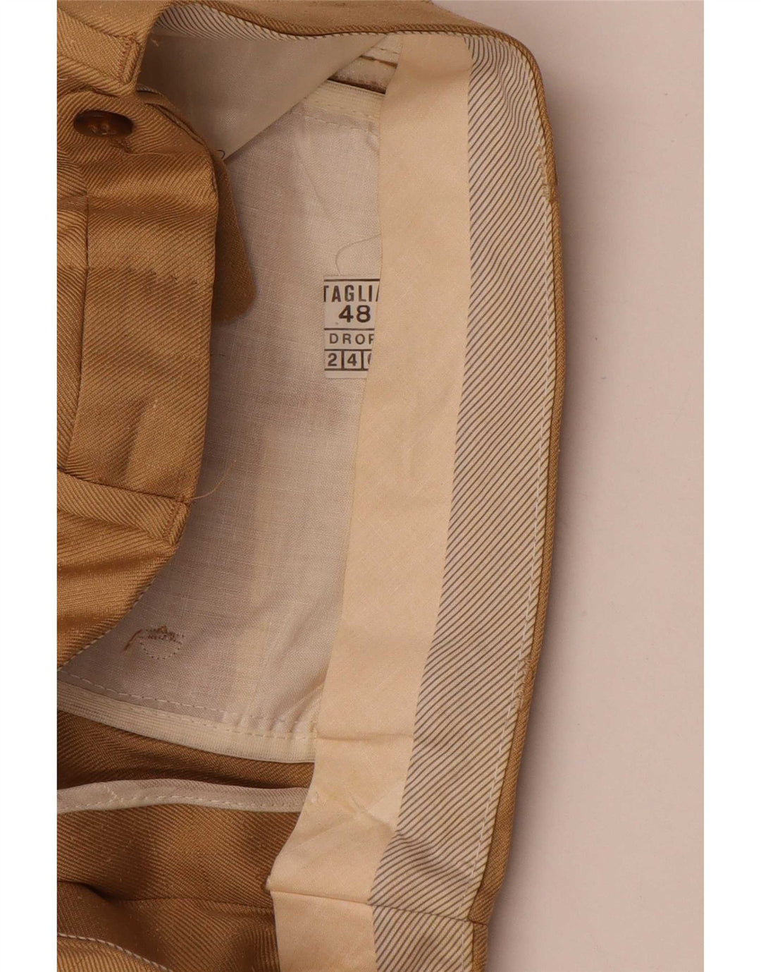 Vintage Mens Straight Suit Trousers IT 48 Medium W30 L32 Beige