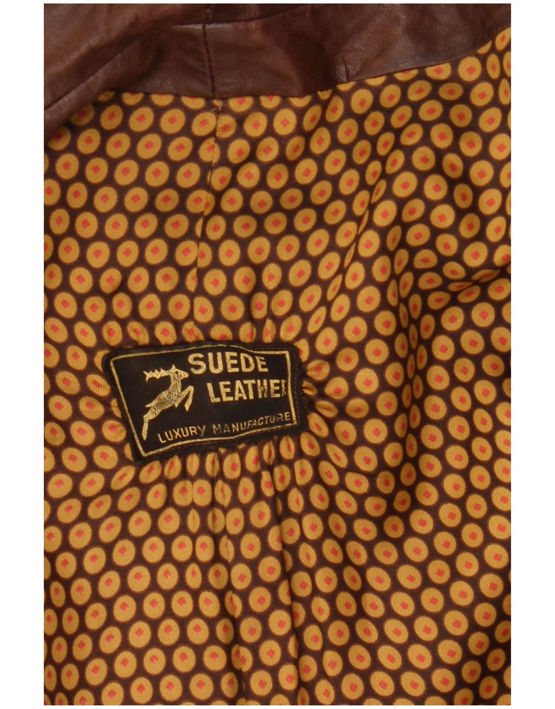 Vintage Mens Double Breasted Leather Coat UK 36 Small Brown Leather