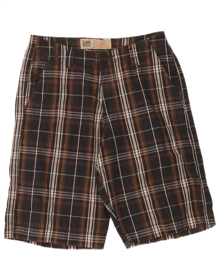 LEE Mens Dungarees Chino Shorts W30 Medium Brown Check Cotton