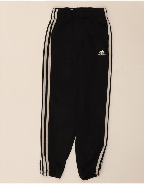ADIDAS Boys Tracksuit Trousers Joggers 7-8 Years  Black Polyester