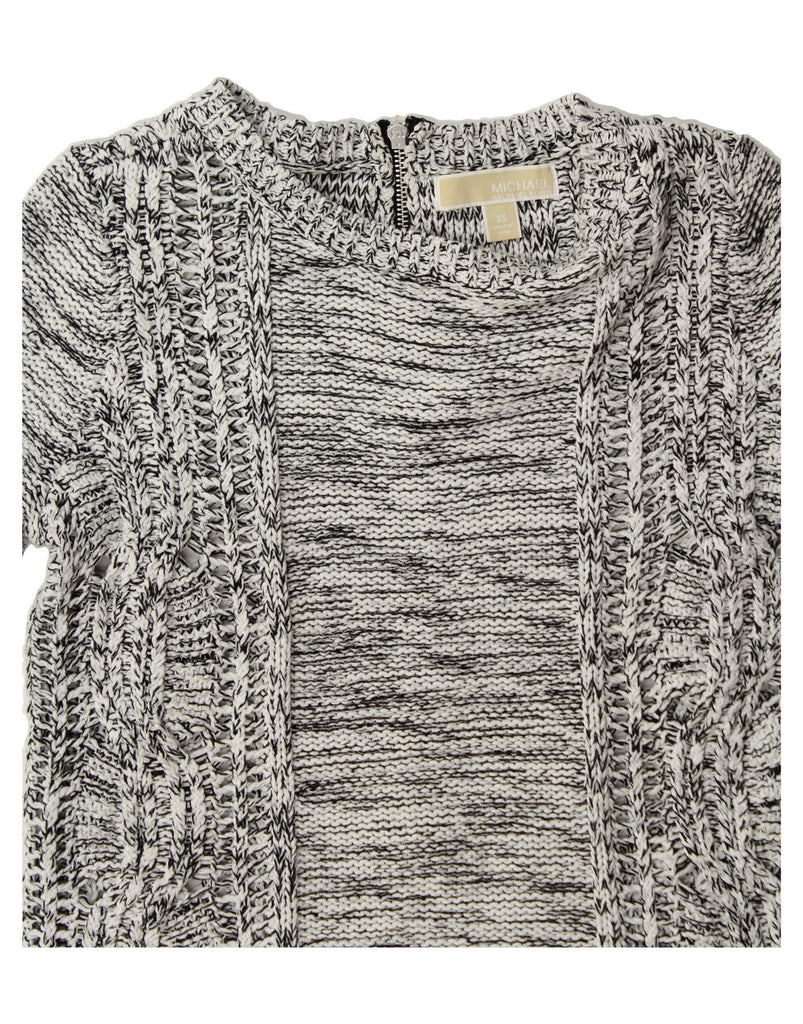 MICHAEL KORS Womens Crew Neck Jumper Sweater UK 6 XS Grey Flecked Cotton Vintage Michael Kors and Second-Hand Michael Kors from Messina Hembry 