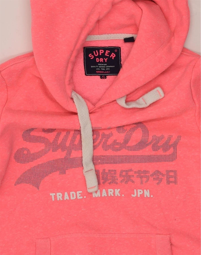 SUPERDRY Womens Graphic Hoodie Jumper UK 8 Small Pink Polyester | Vintage Superdry | Thrift | Second-Hand Superdry | Used Clothing | Messina Hembry 