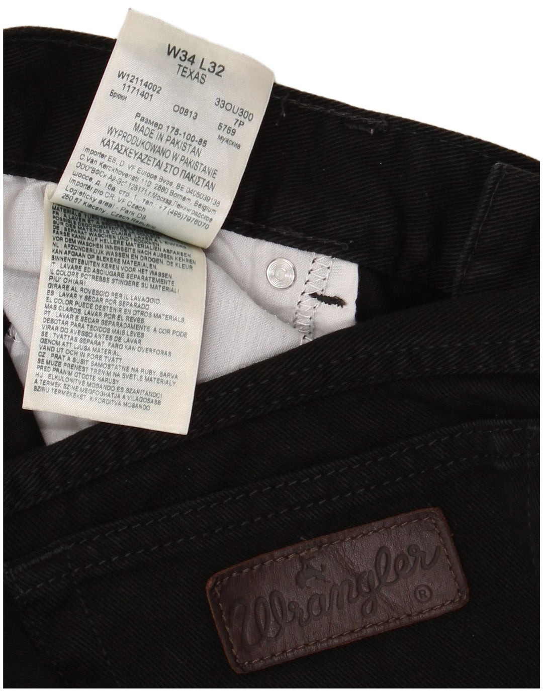 WRANGLER Mens Texas Straight Jeans W34 L28 Black Cotton