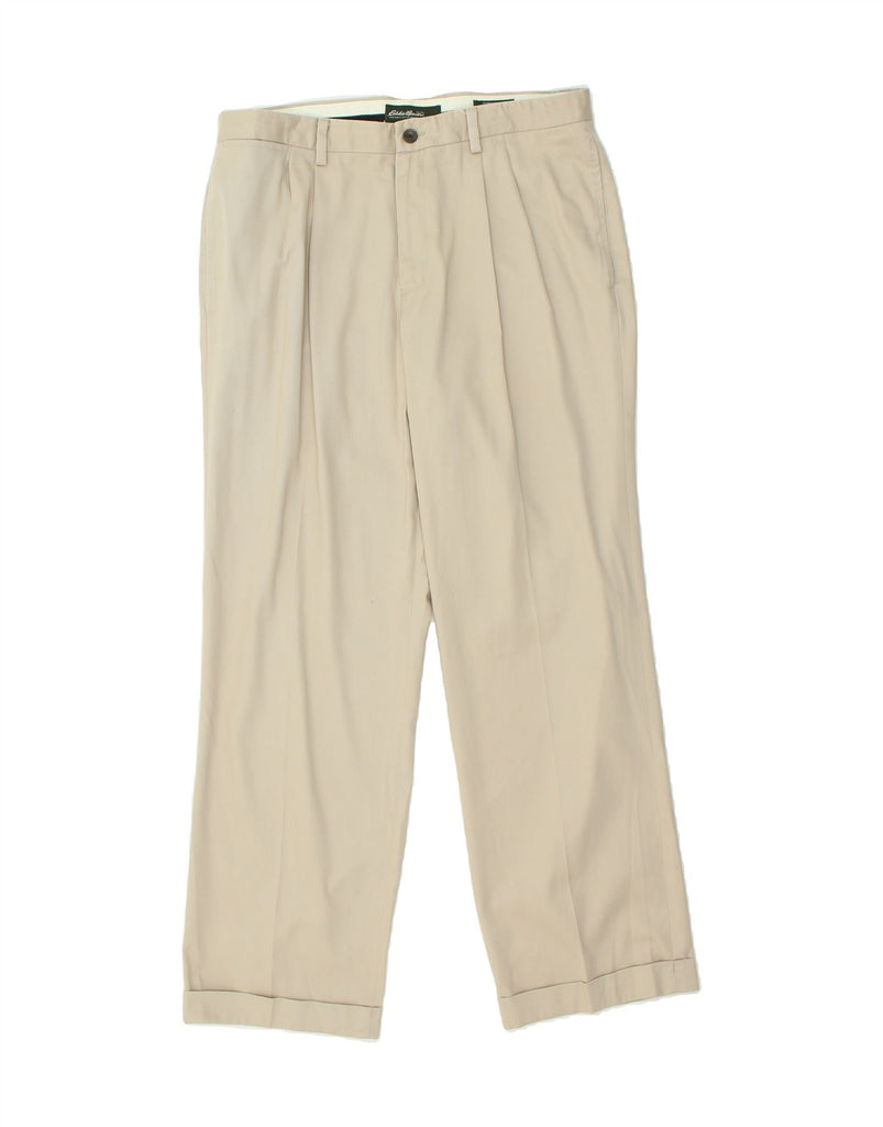 EDDIE BAUER Mens Pegged Classic Fit Casual Trousers W35 L32 Beige Cotton | Vintage Eddie Bauer | Thrift | Second-Hand Eddie Bauer | Used Clothing | Messina Hembry 