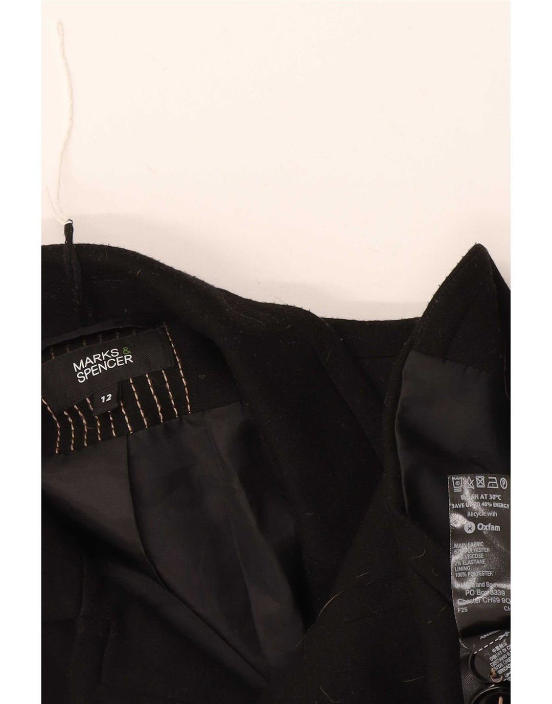 Marks & Spencer Womens 2 Button Blazer Jacket UK 12 Medium Black Polyester