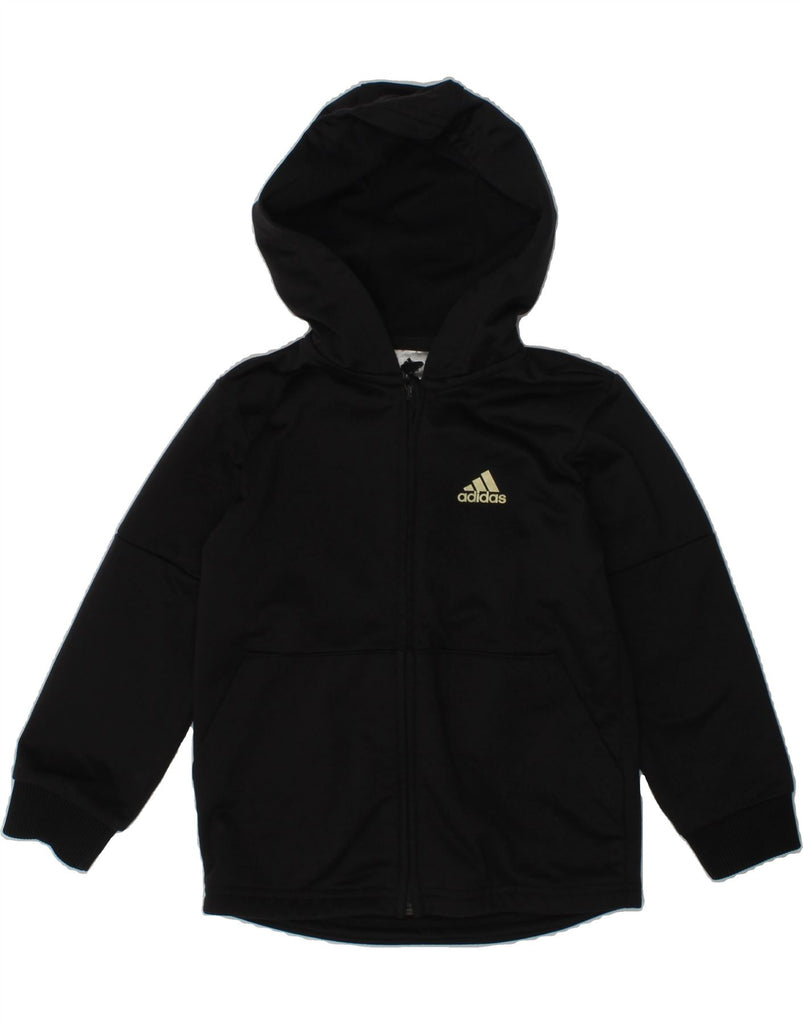 ADIDAS Boys Zip Hoodie Sweater 3-4 Years Black Polyester | Vintage Adidas | Thrift | Second-Hand Adidas | Used Clothing | Messina Hembry 