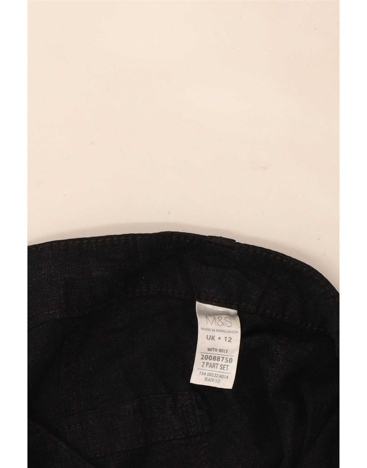 Marks & Spencer Womens Capri Trousers UK 12 Medium W32  Black Linen