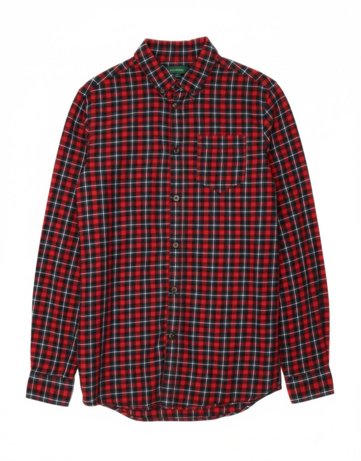 BENETTON Mens Flannel Shirt Small Red Check